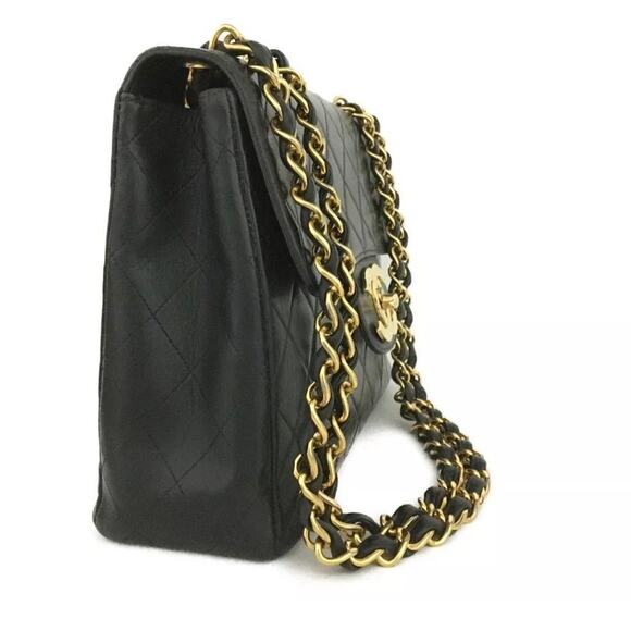 CHANEL Jumbo 30 Quilted Matelasse Lambskin w/Chain Shoulder Bag Black - Picture 2 of 8